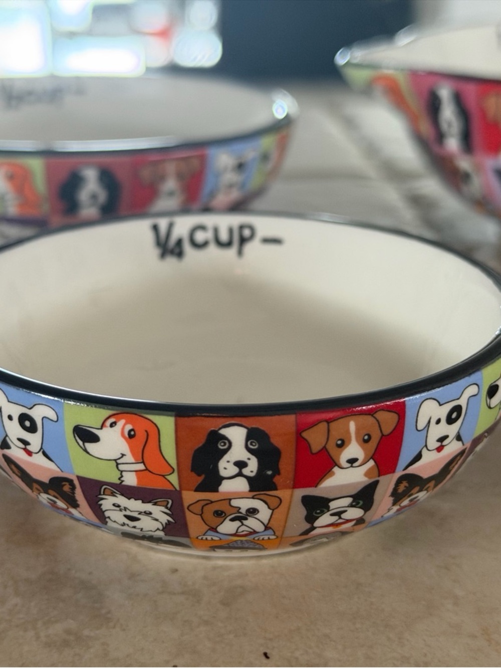 Multicolor Dog Pattern Ceramic measuring cup Set - Picture 4 of 16